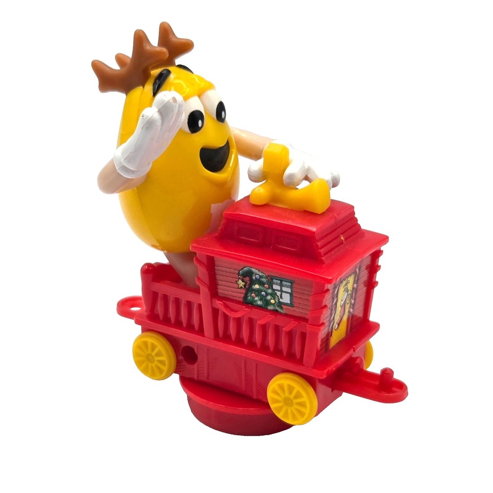Yellow M&M with Reindeer Antlers Riding Train Car‎ Caboose Tube Topper